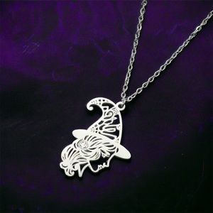 1PC Gothic Silver Plated Hollow Out Witch Hat Magic Witchy‎ Pendant Necklace